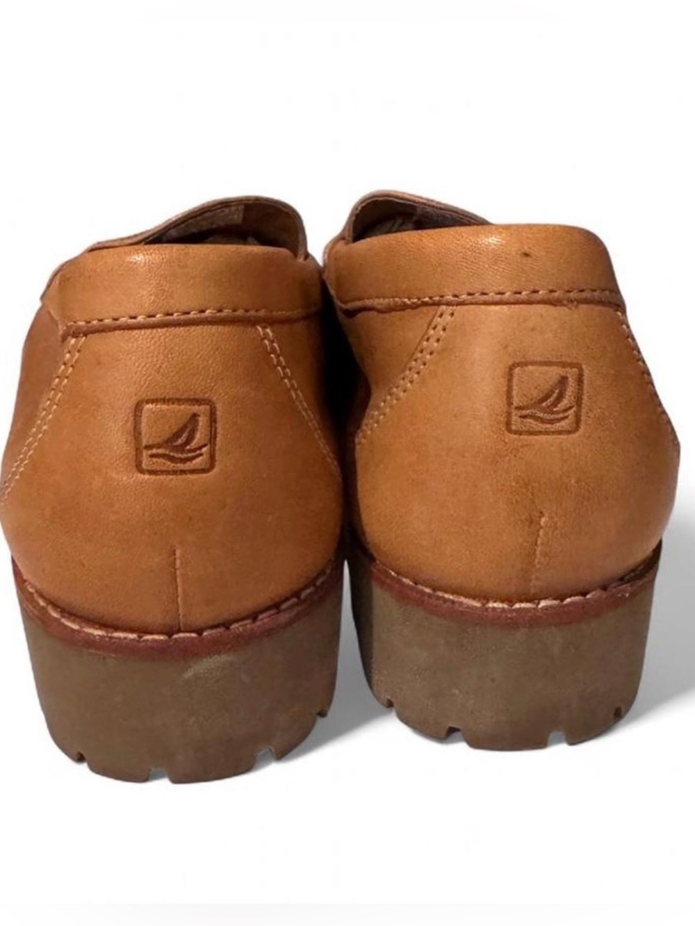 Sperry Top Sider 8W Women’s Brown Leather Penny Loafer Chunky Preppy Academia - Picture 4 of 7